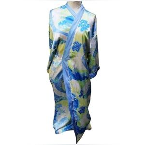 Vintage Oscar De La Renta Pink Label Floral Satin Robe EUC Size - S/M